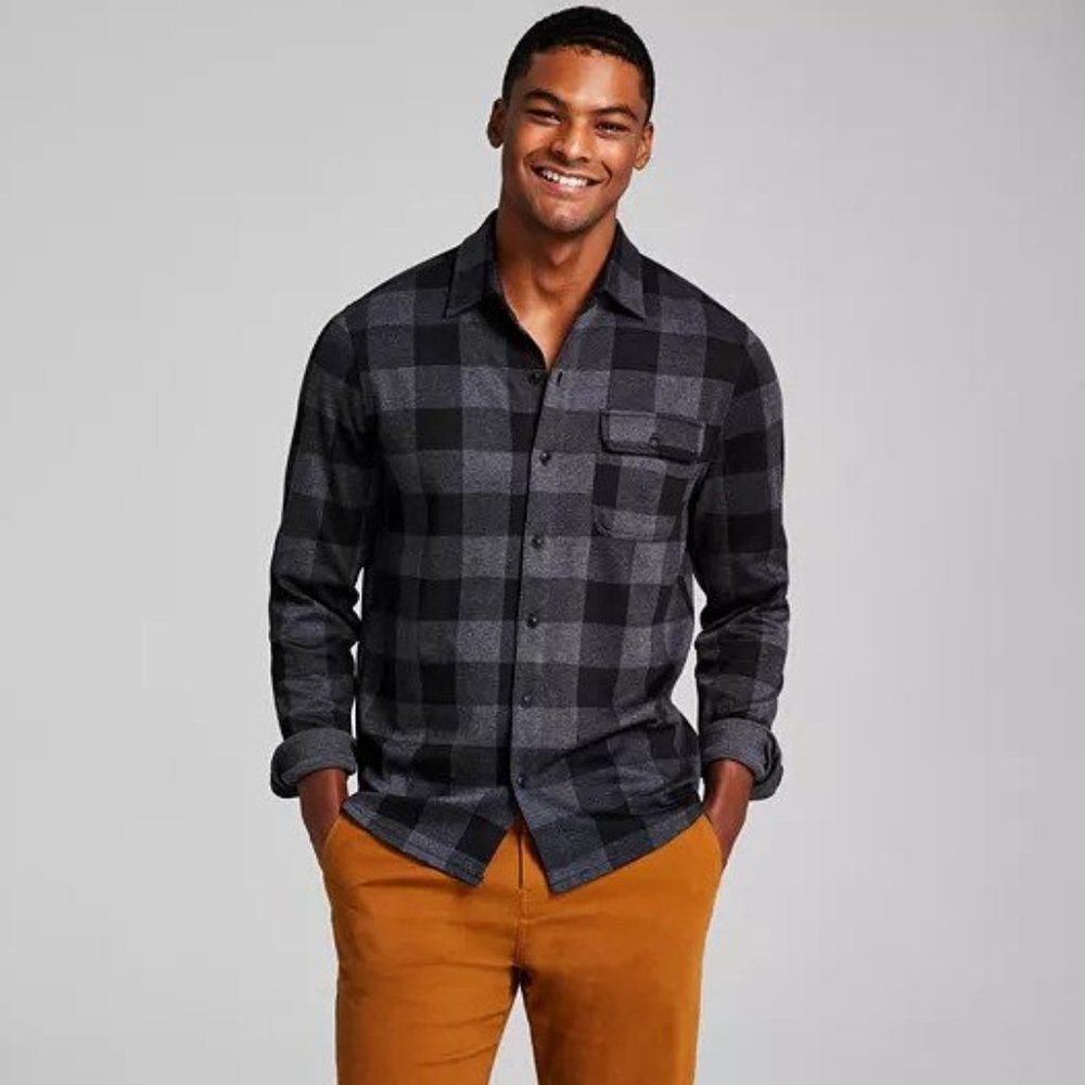 And Now This Men's Heavyweight Plaid Long-Sleeve Button-Up Shirt